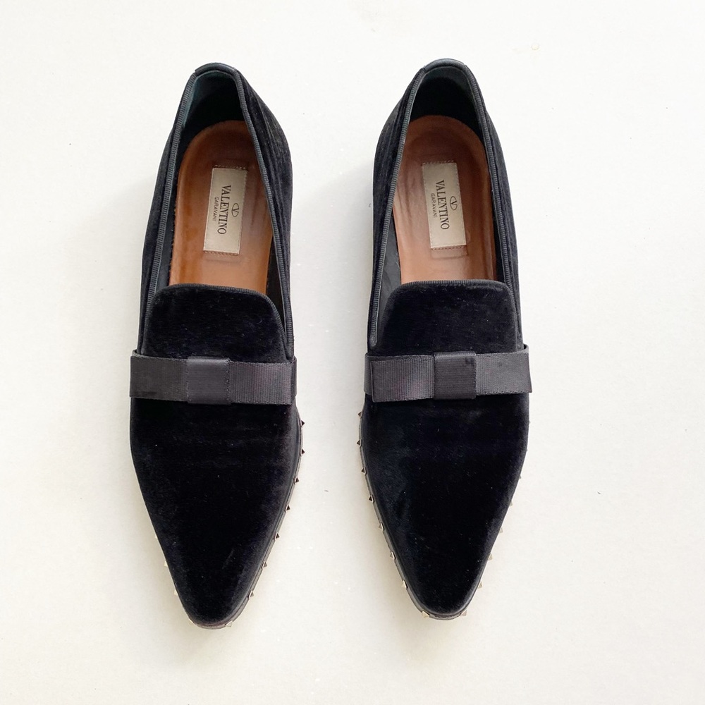 Valentino Rockstud Velvet Loafers